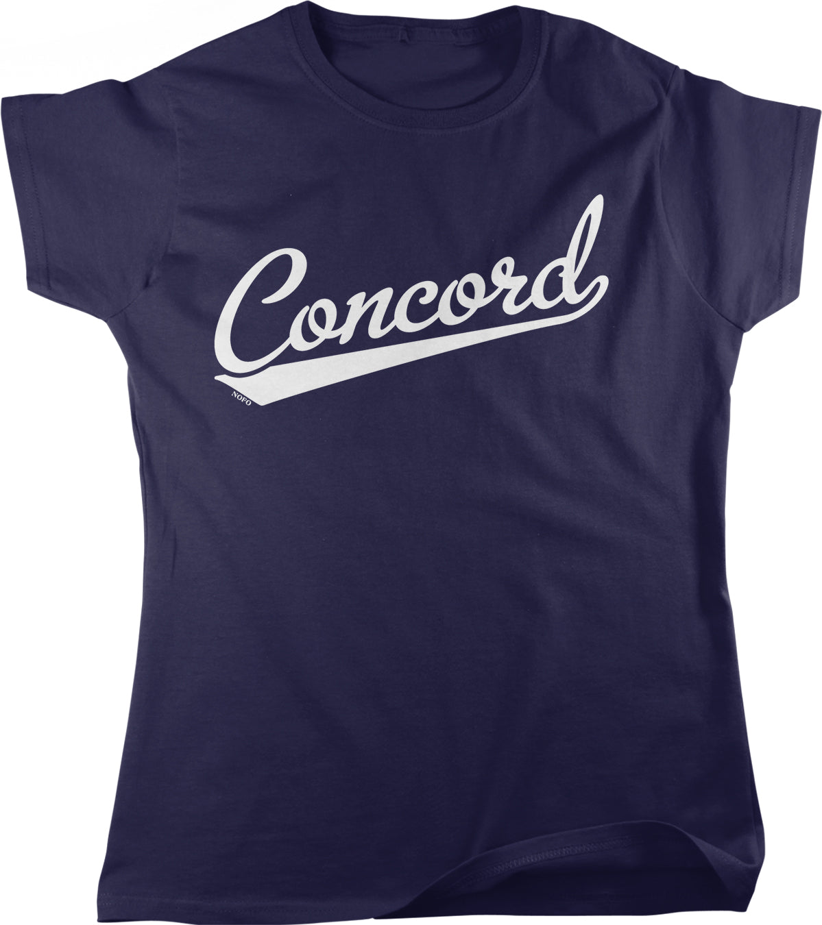 A navy blue t-shirt with the word "Concord" printed in white cursive text across the front.