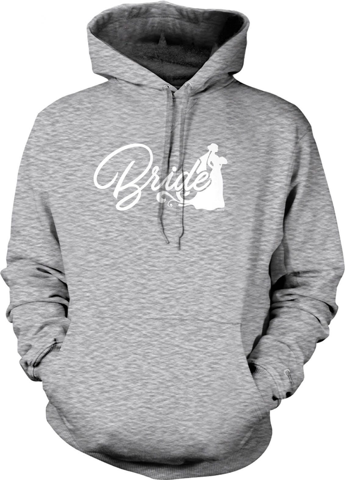 Bride Silhouette Hoodie - Soft Cotton Polyester Blend Hooded Sweatshirt with Pouch Pocket