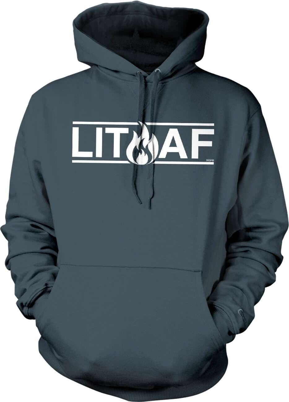 Cozy Cotton Sweatshirt - Double Ply LIT AF Hood, Pouch Pocket & Durable Seams