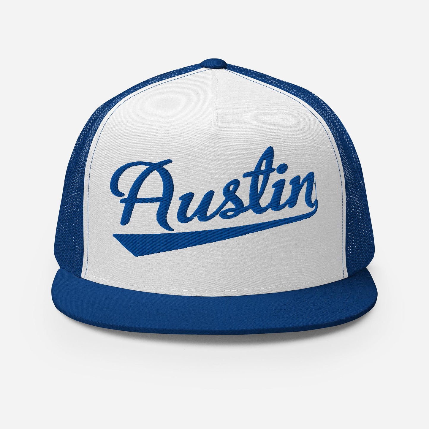 Austin Snapback Hat - Five Panel Trucker Cap with Custom Thread Colors & Flat Bill