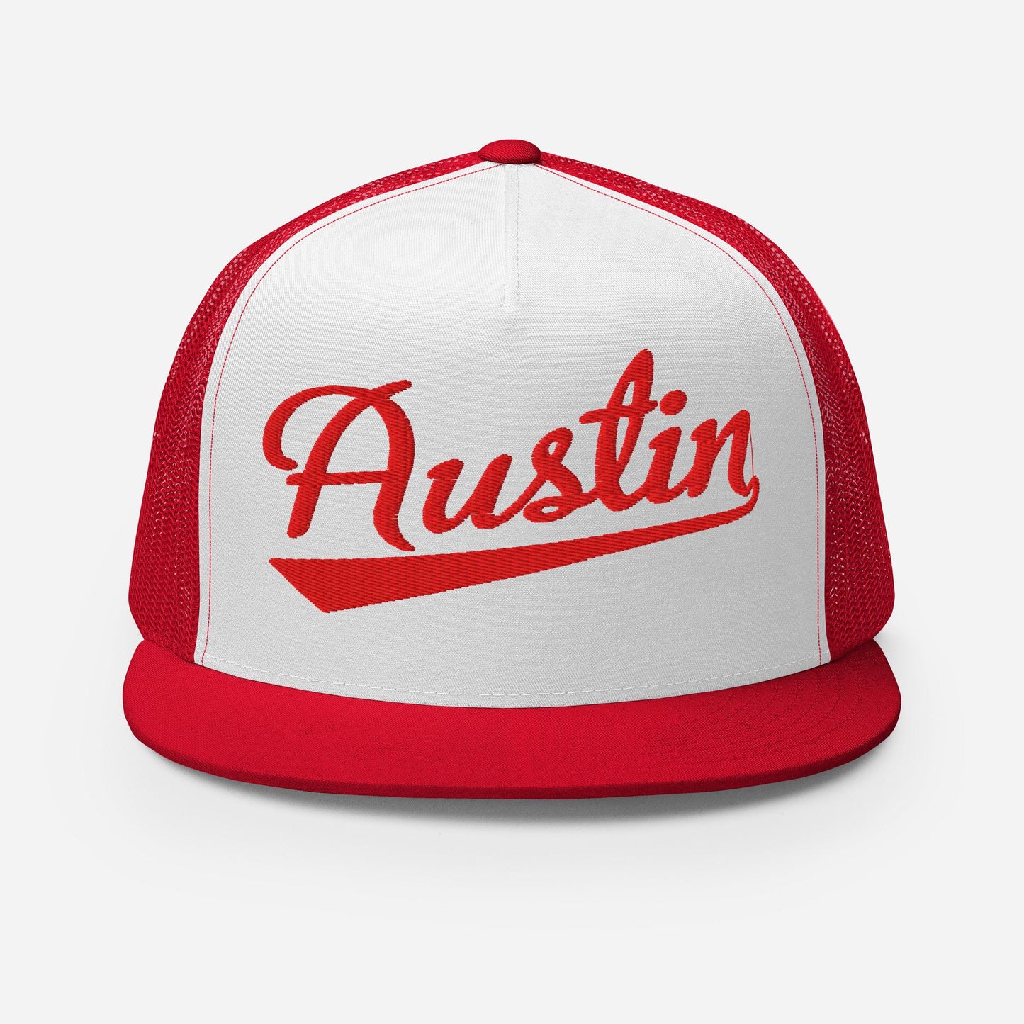Austin Snapback Hat - Five Panel Trucker Cap with Custom Thread Colors & Flat Bill