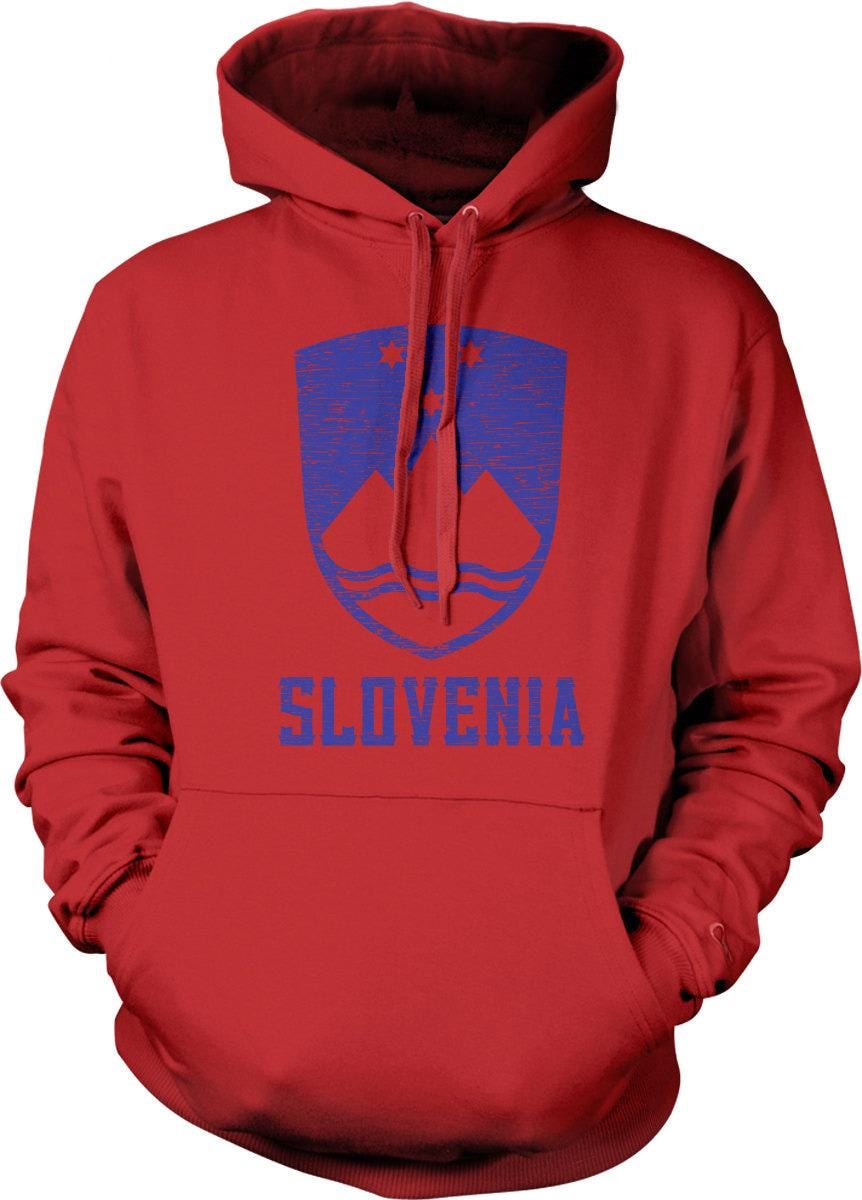 Slovenia Coat Of Arms Hoodie - Mount Triglav Sweatshirt With Golden Stars Design
