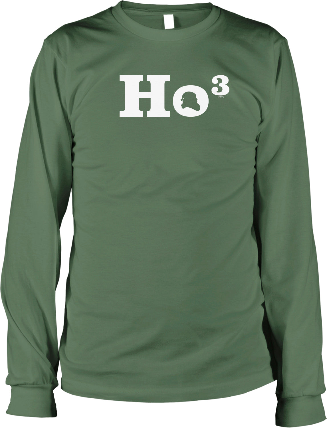A green long-sleeved shirt with the text "H3" printed on it.