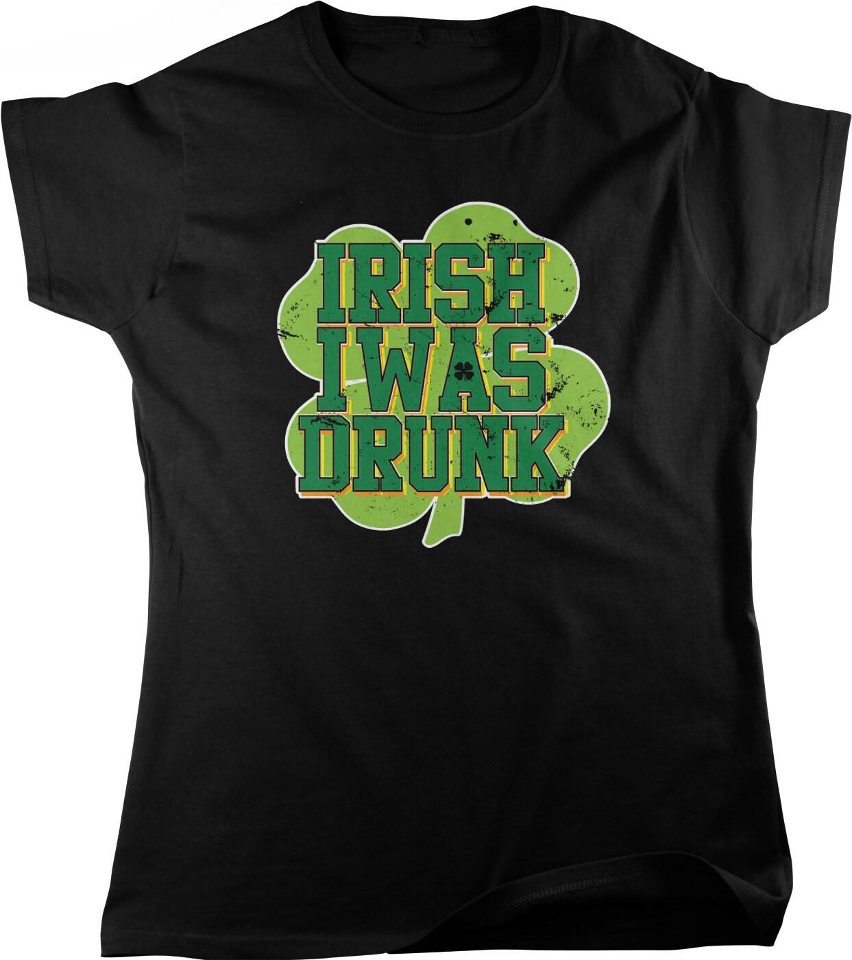 St Patricks Day T Shirt - Womens Cotton Tee With Shamrock Graphic & Beer Design