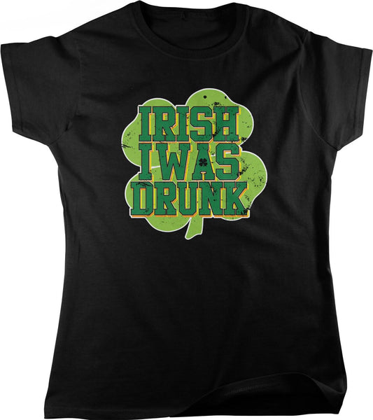St Patricks Day T Shirt - Womens Cotton Tee With Shamrock Graphic & Beer Design