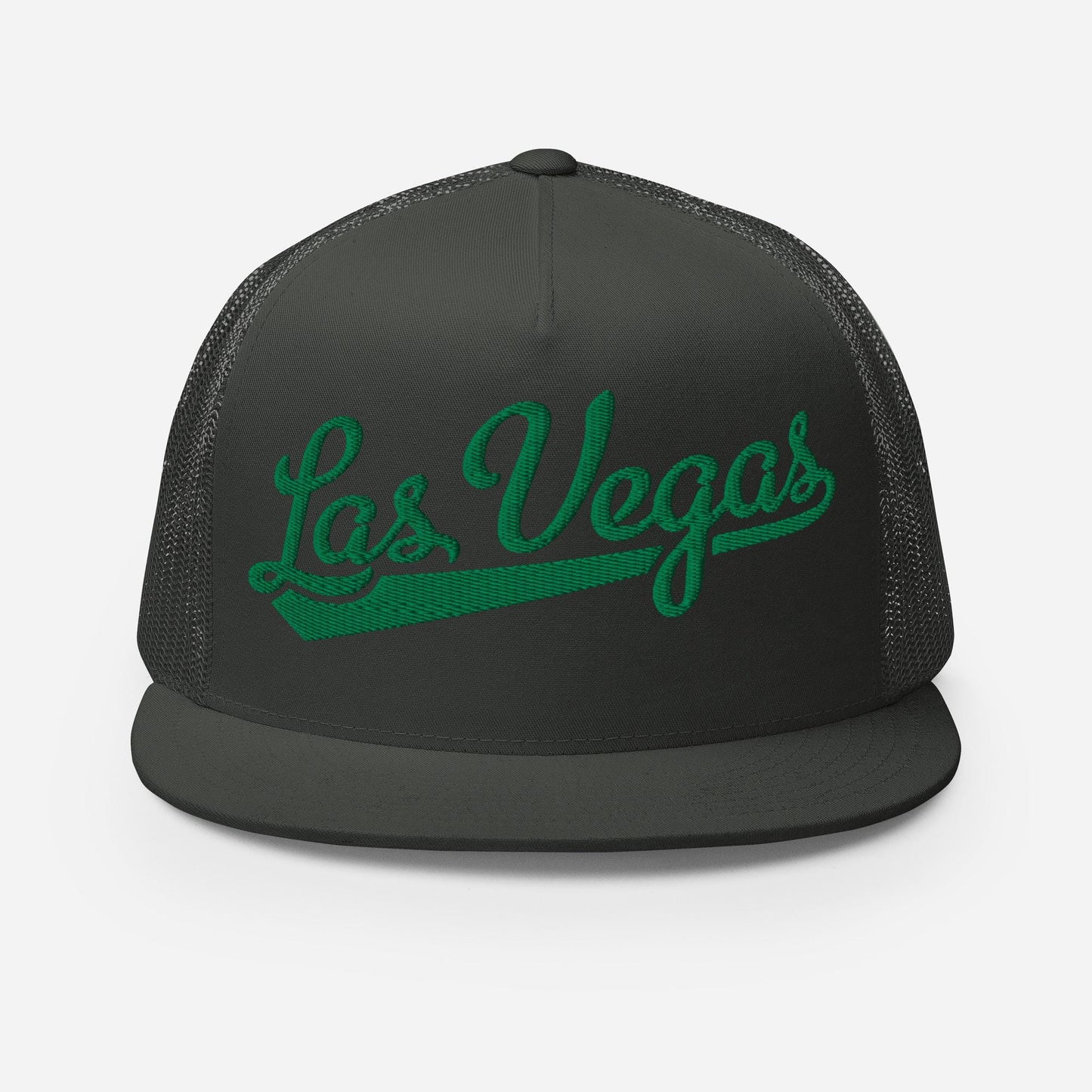 Snapback Trucker Hat – Las Vegas Script Baseball Font Hat with Custom Thread Colors