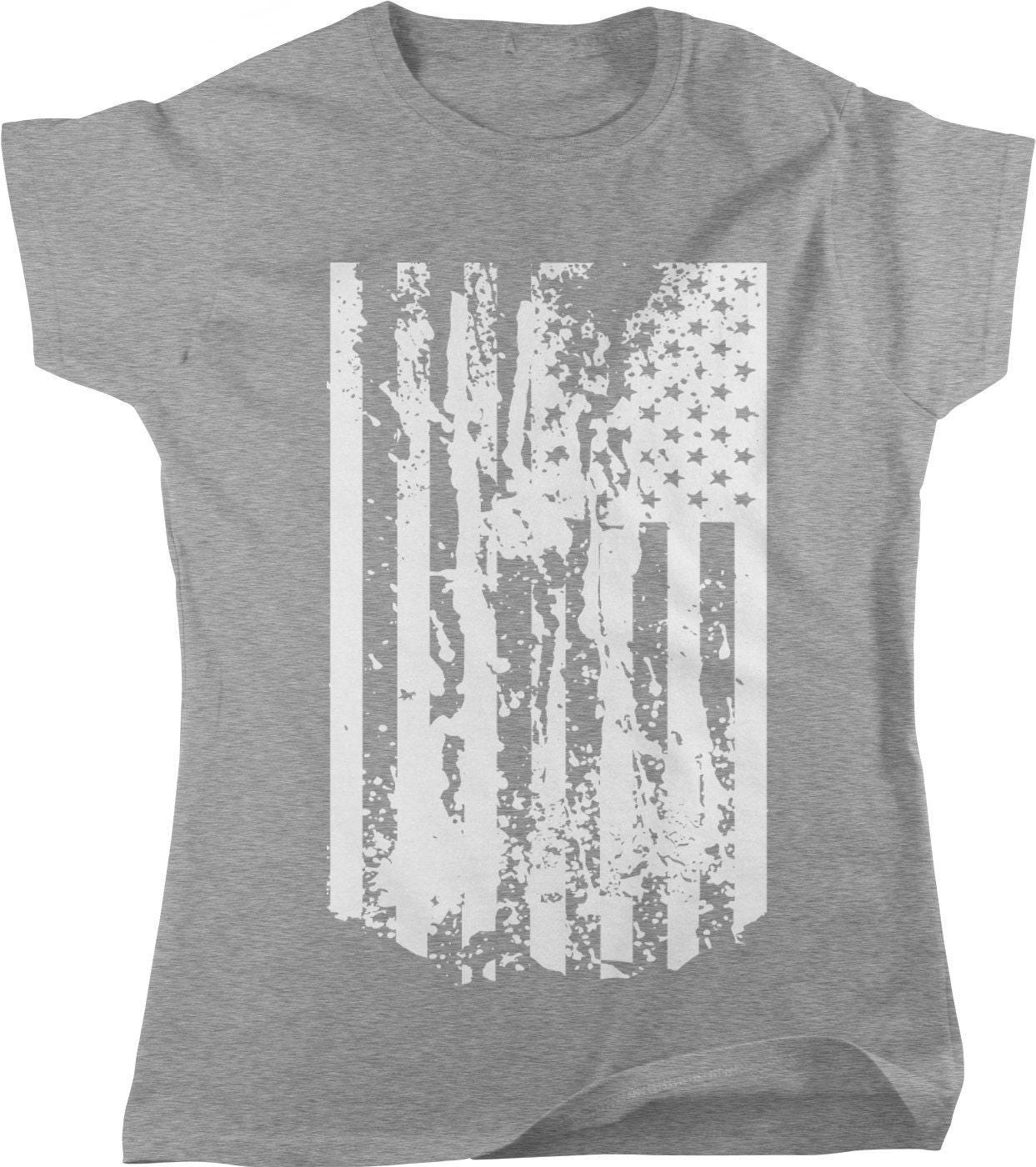 Distressed US Flag Shirt - Women's Patriotic Tee | Made in USA Apparel, Cotton Comfort