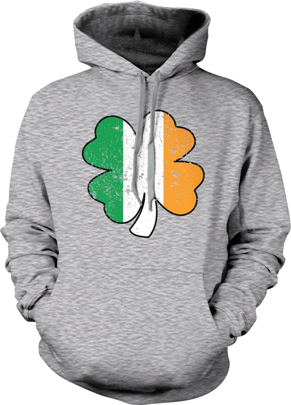 Irish Shamrock Hoodie - Four Leaf Clover Lucky Unisex Green Sweatshirt