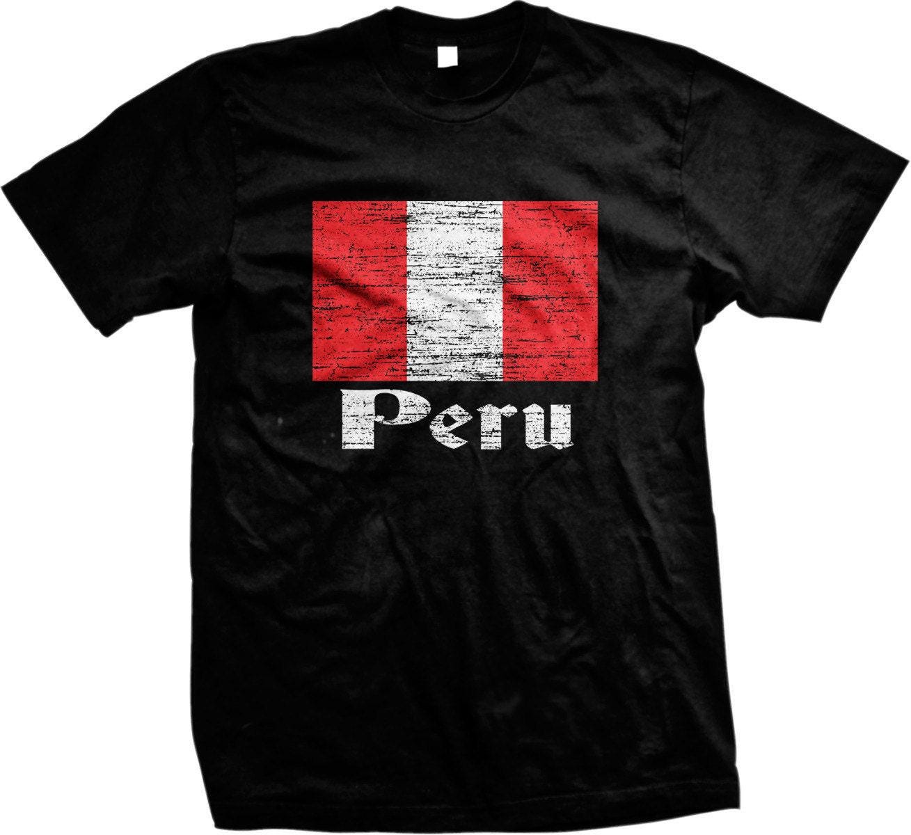 Peru Soccer T-Shirt - Men's Cotton Shirt With Flag Design & Durable Pre-Shrunk Fabric
