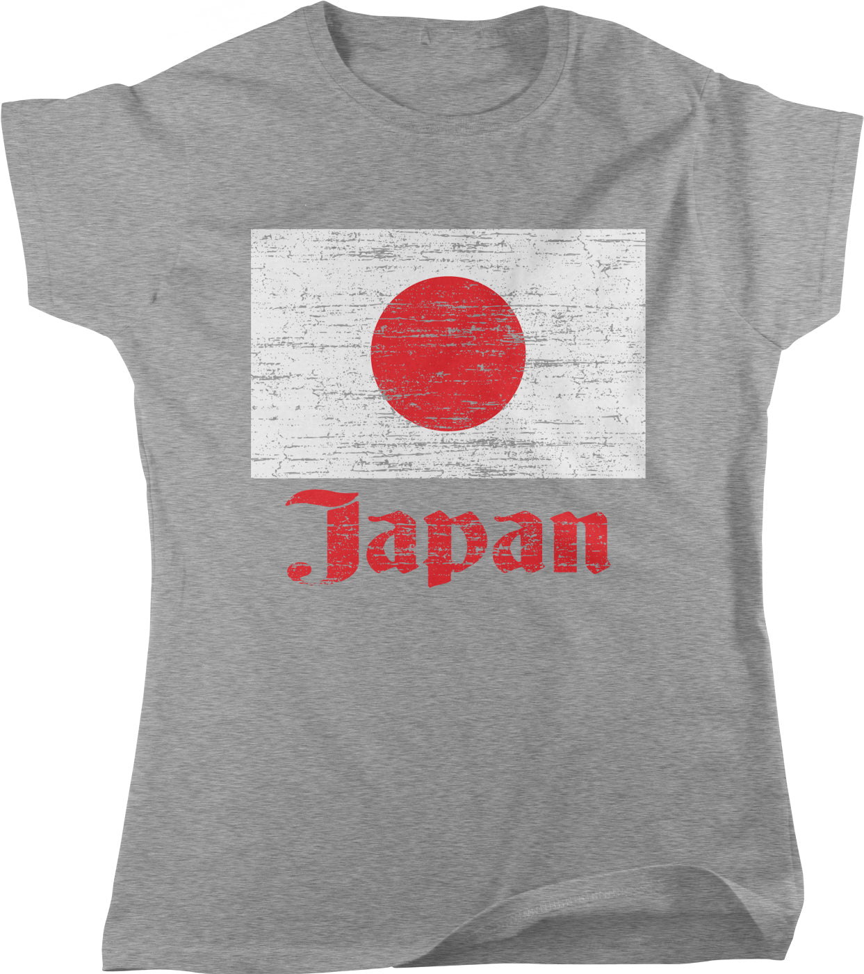 A gray t-shirt with a red circle and the word "Japan" printed on it.