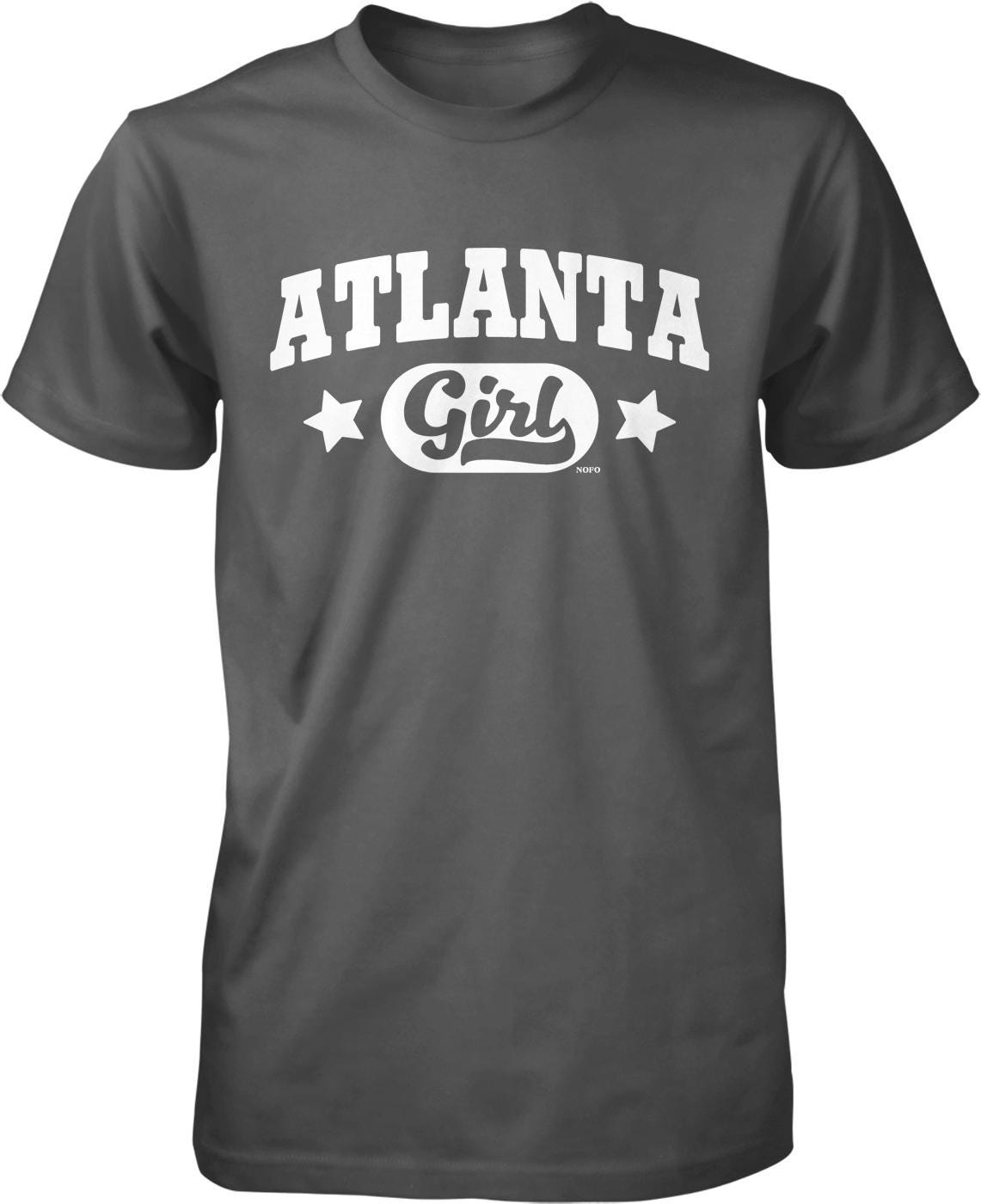 A gray t-shirt with the text "ATLANTA Girl" printed on it in white lettering.