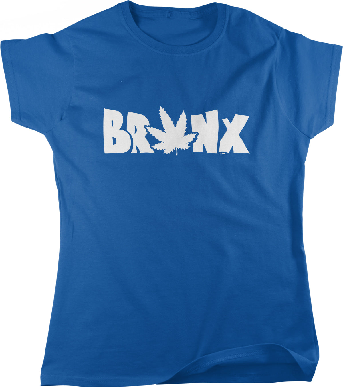 A blue t-shirt with the word "BRONX" printed on it in white letters.