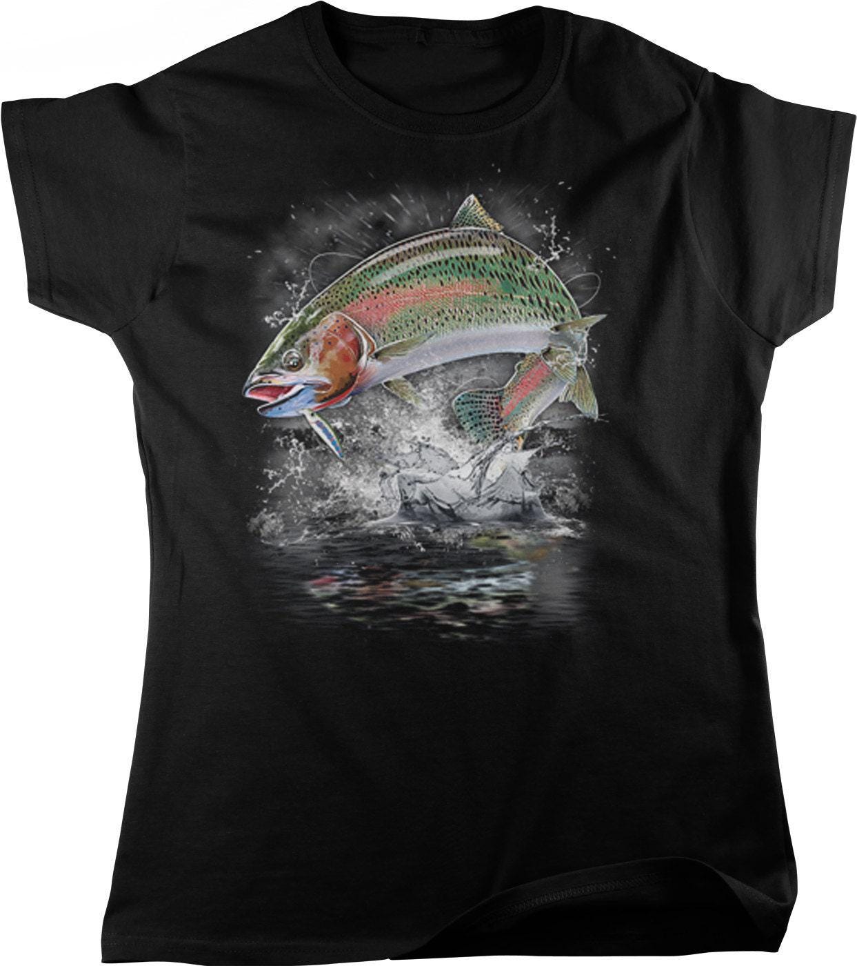 Women's Fishing Tee - Soft Cotton Rainbow Trout Design | Comfortable Angler Shirt