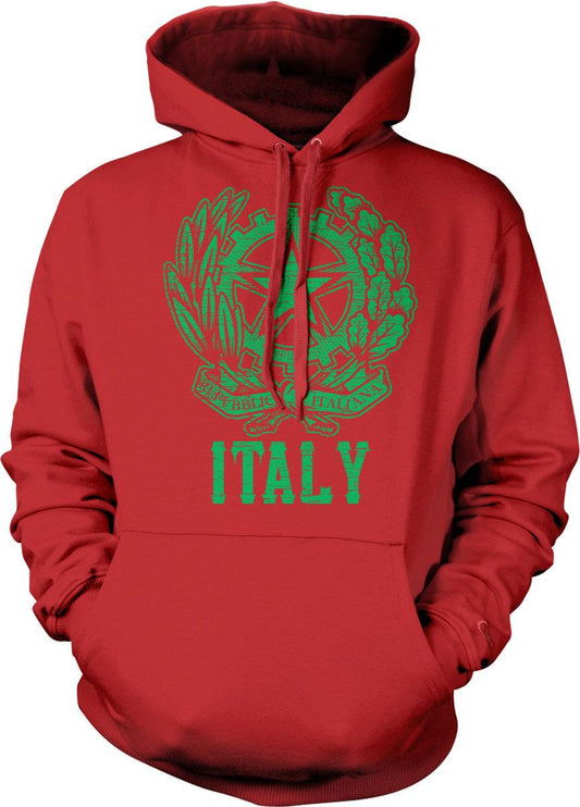 Italy Coat Of Arms Hoodie – White Star Emblem, Olive Branch Design Sweatshirt