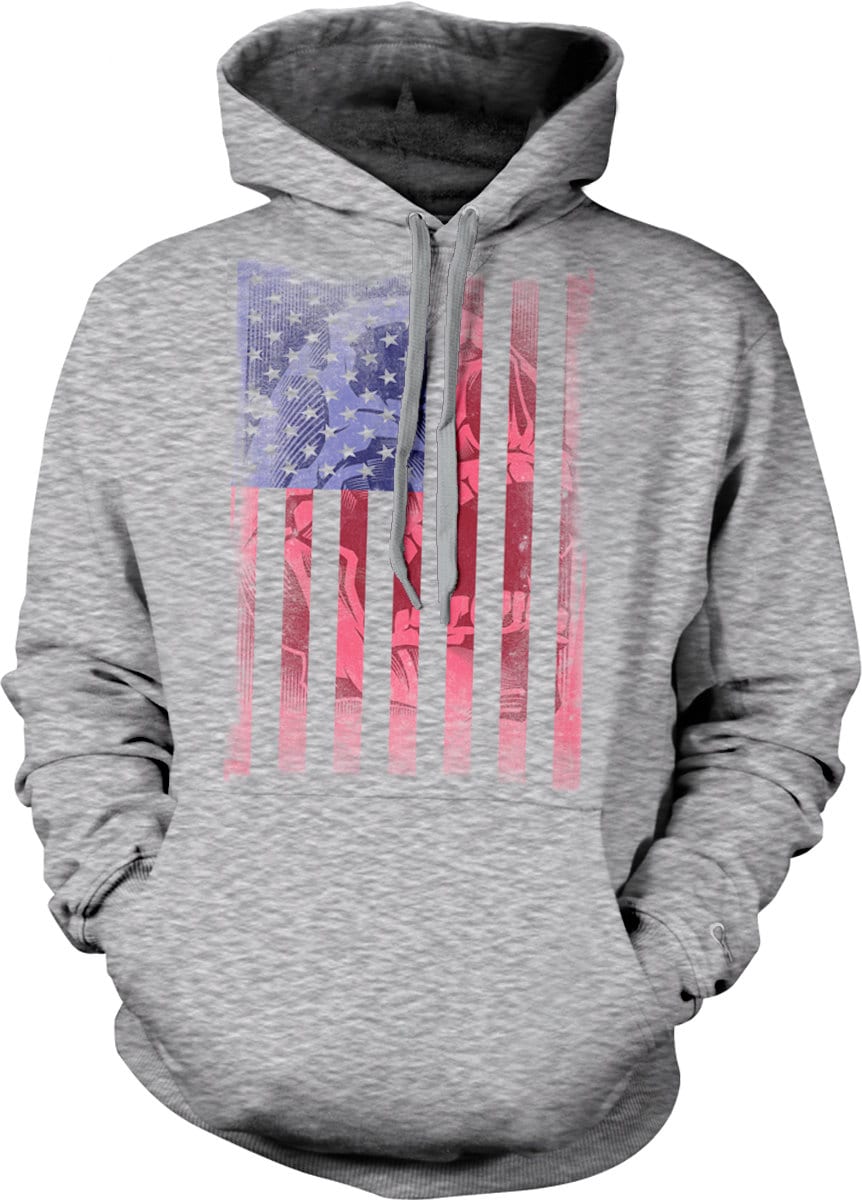 American Flag Hoodie - Skull Flag Design Cotton Blend Hoodie With Pouch Pocket