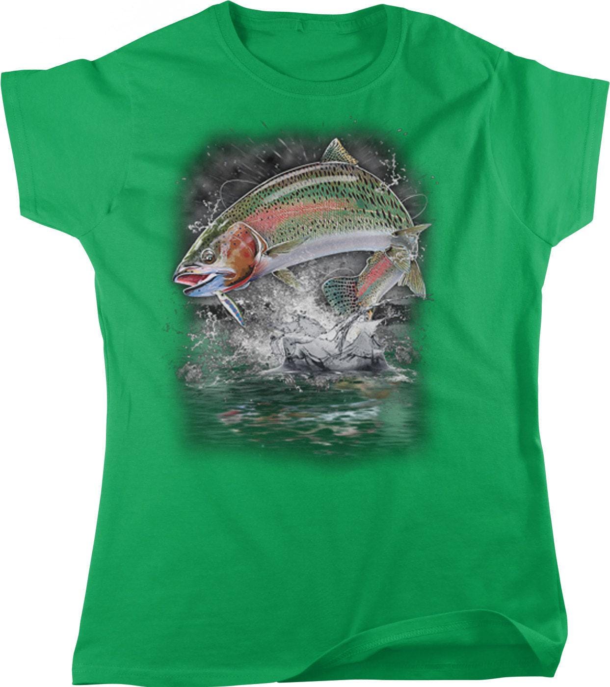 Women's Fishing Tee - Soft Cotton Rainbow Trout Design | Comfortable Angler Shirt