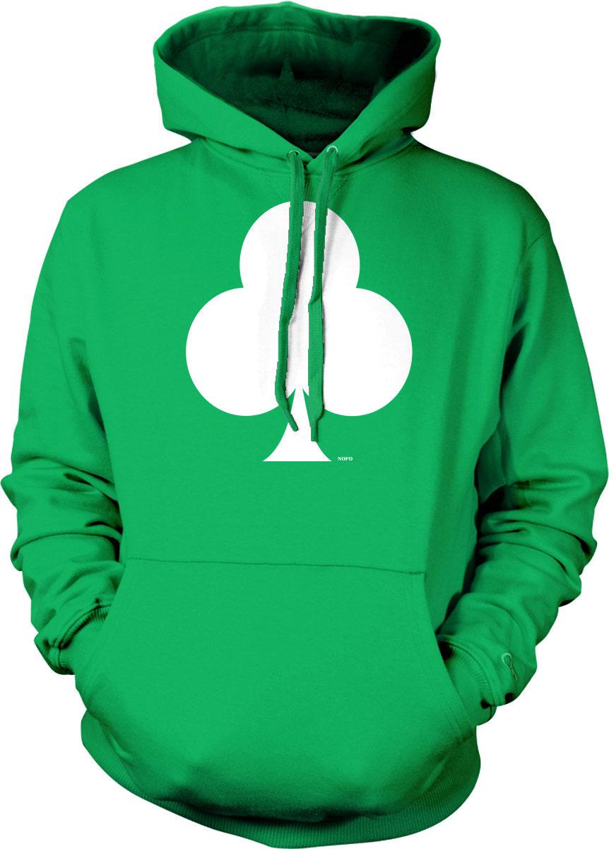 Playing Card Hoodie - White Club Hooded Sweatshirt With Pouch Pocket & Double Ply Hood