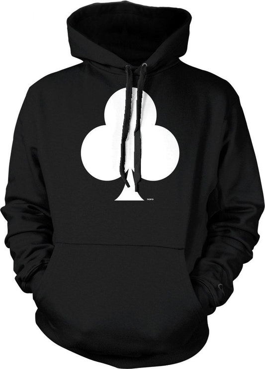 Playing Card Hoodie - White Club Hooded Sweatshirt With Pouch Pocket & Double Ply Hood