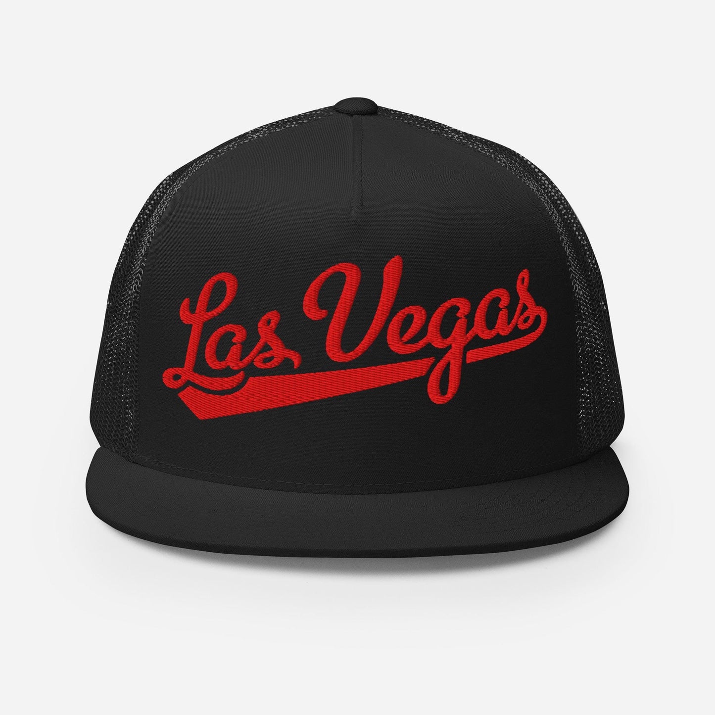 Snapback Trucker Hat – Las Vegas Script Baseball Font Hat with Custom Thread Colors