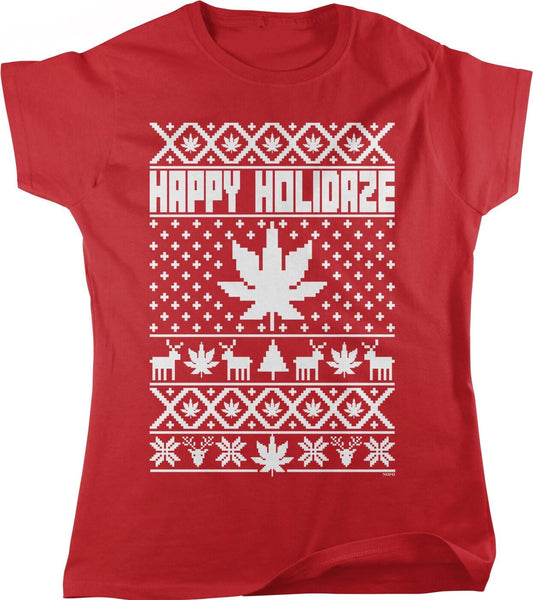 Weed Ugly Christmas Sweater - Women's Relaxed Fit Cannabis Holiday Shirt Tee