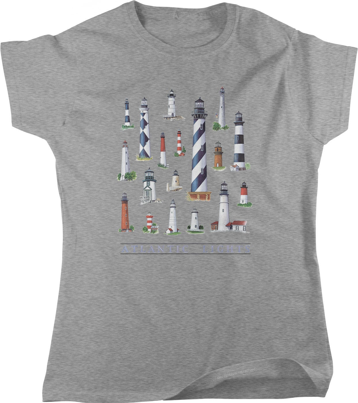 Maritime Women's T-Shirt – Atlantic Lighthouses Navigational Aid Shirt | Coastal Night Sky Tee
