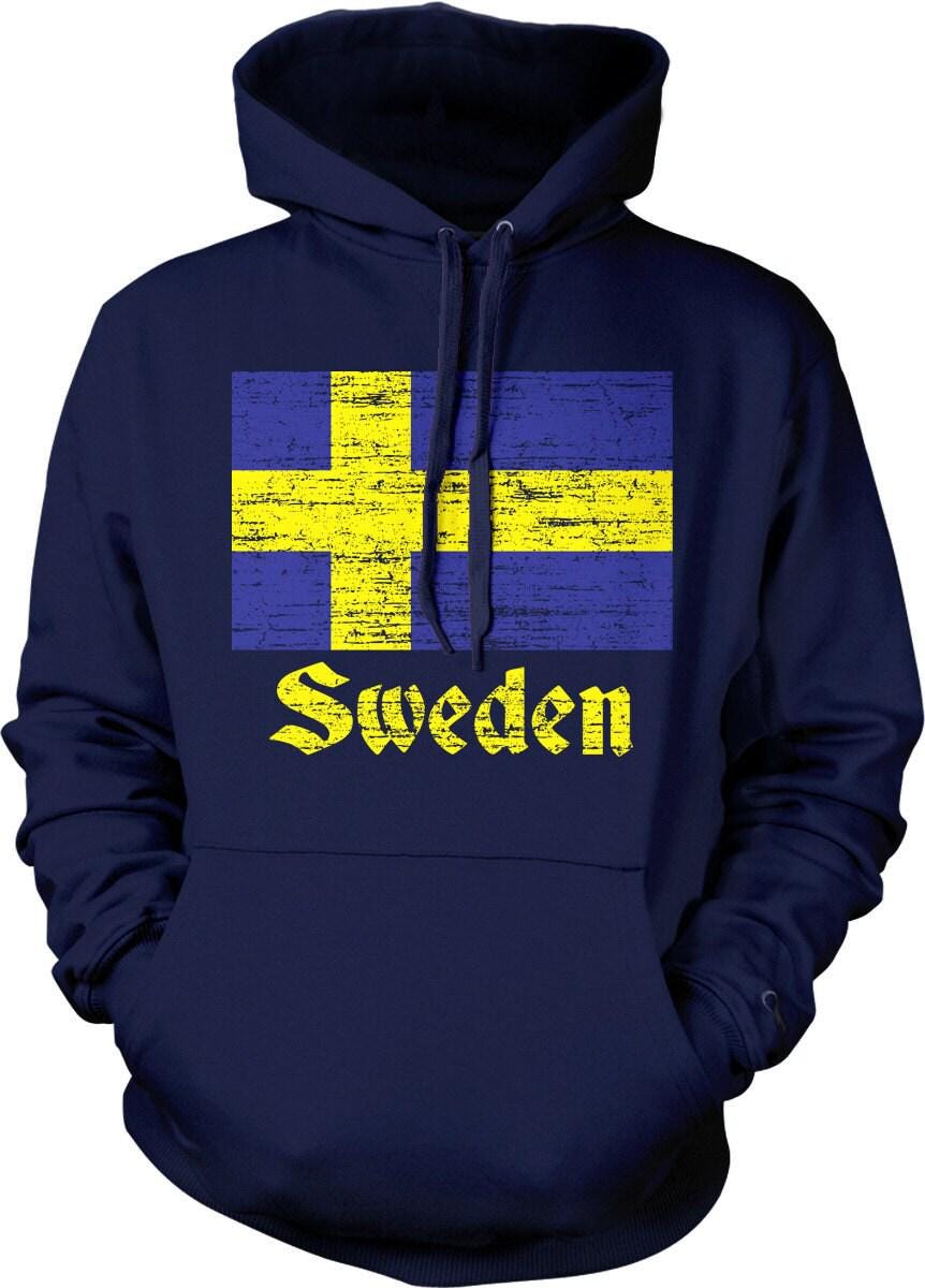 Swedish Flag Hoodie - Blue and Yellow Hoodie With Pouch Pocket & Matching Draw Cord