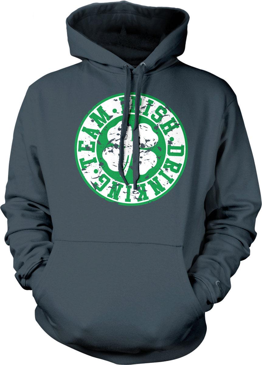 Irish Beer Hoodie - Soft Cotton Blend Sweatshirt With Celtic Shamrock & Four Leaf Clover
