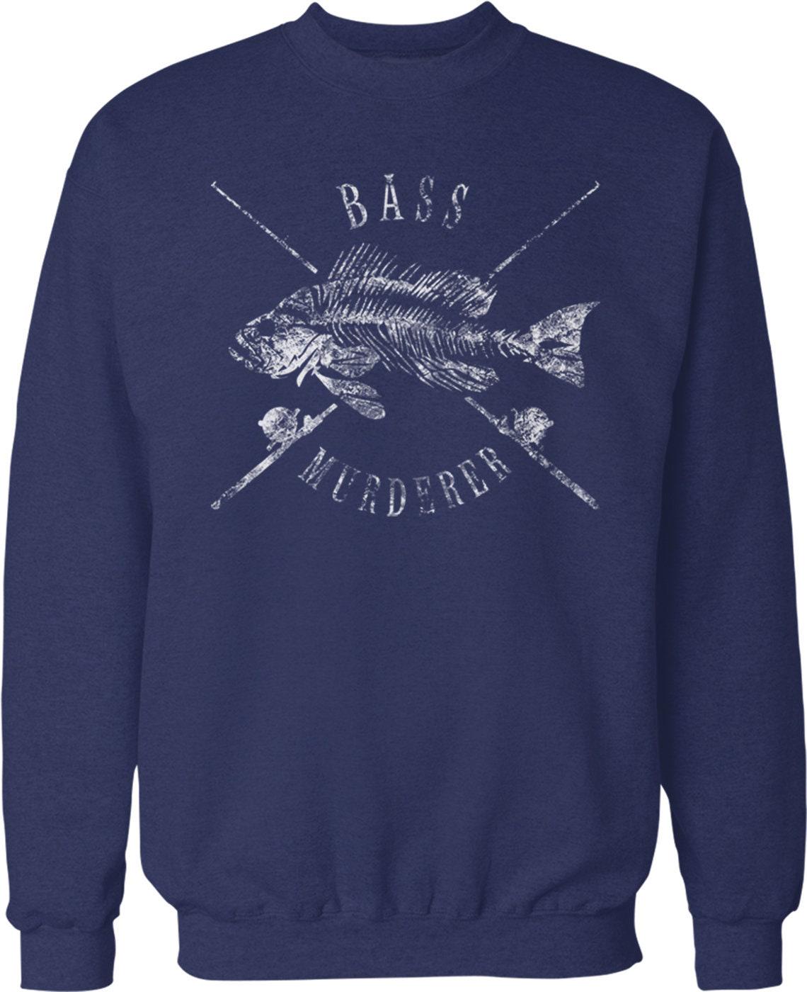Bass Fisherman Sweatshirt – Durable Cotton Blend Crewneck With Pouch Pocket Hoodie