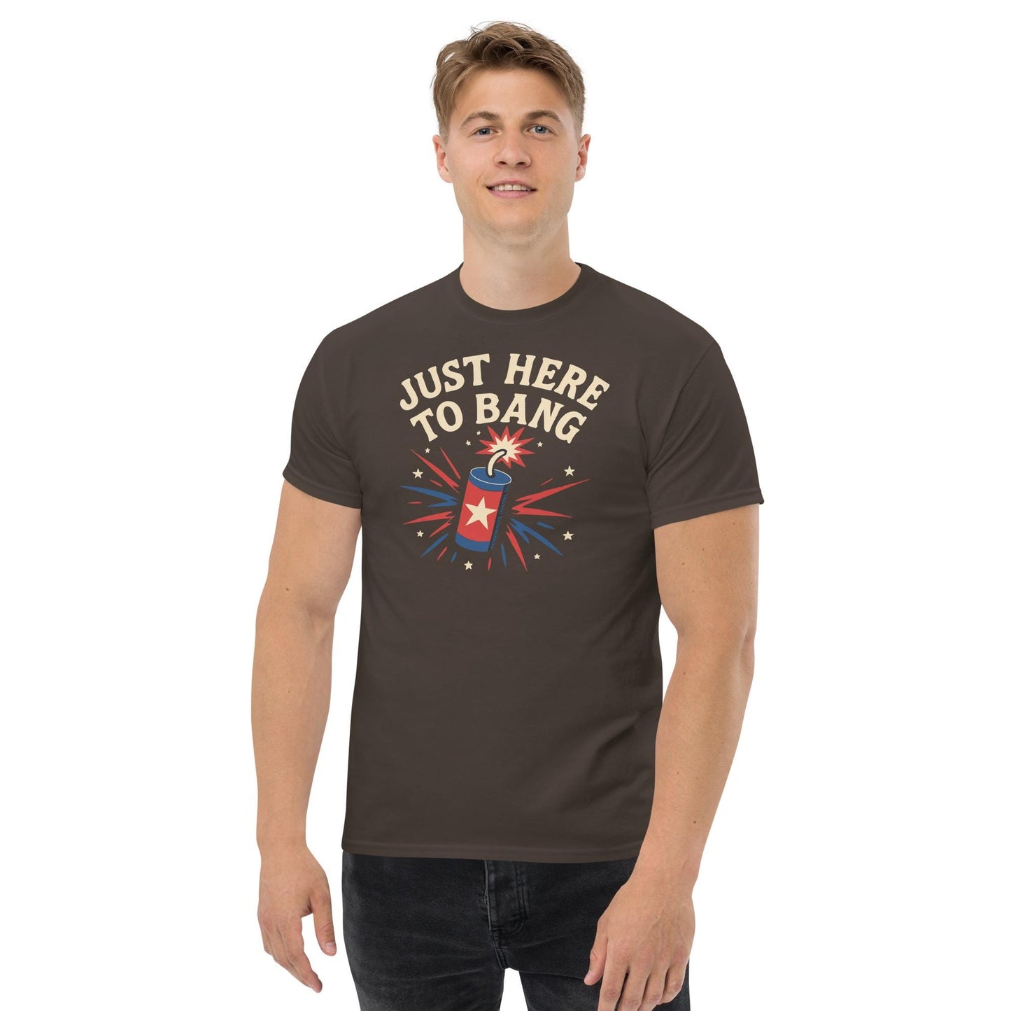 just here to bang july 4th bbq gear Unisex classic tee