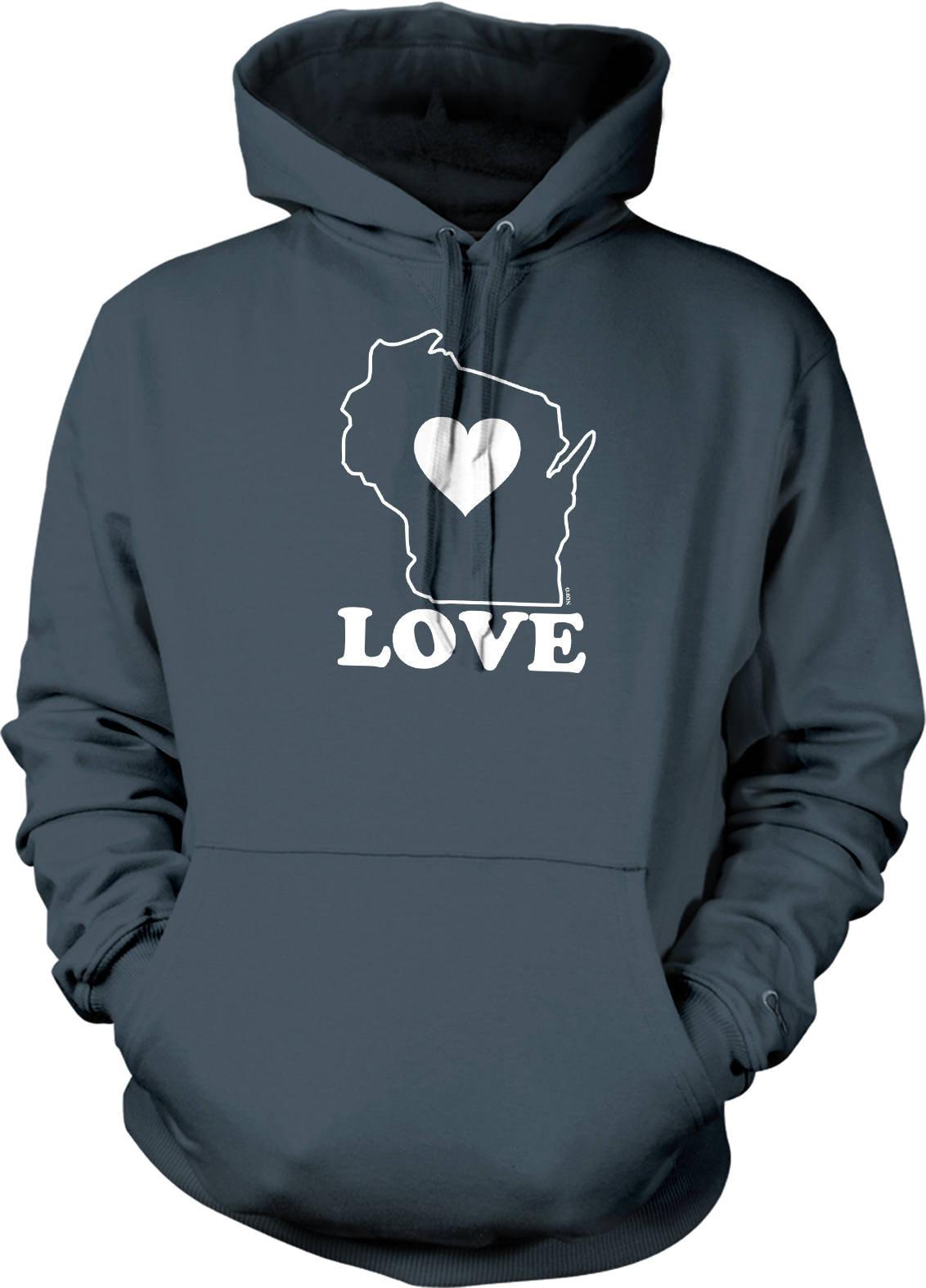 Love Wisconsin Sweatshirt - Casual Hooded Pullover With Pouch Pocket Hoodie