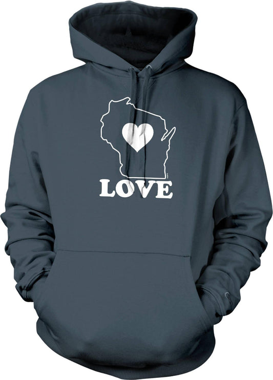 Love Wisconsin Sweatshirt - Casual Hooded Pullover With Pouch Pocket Hoodie