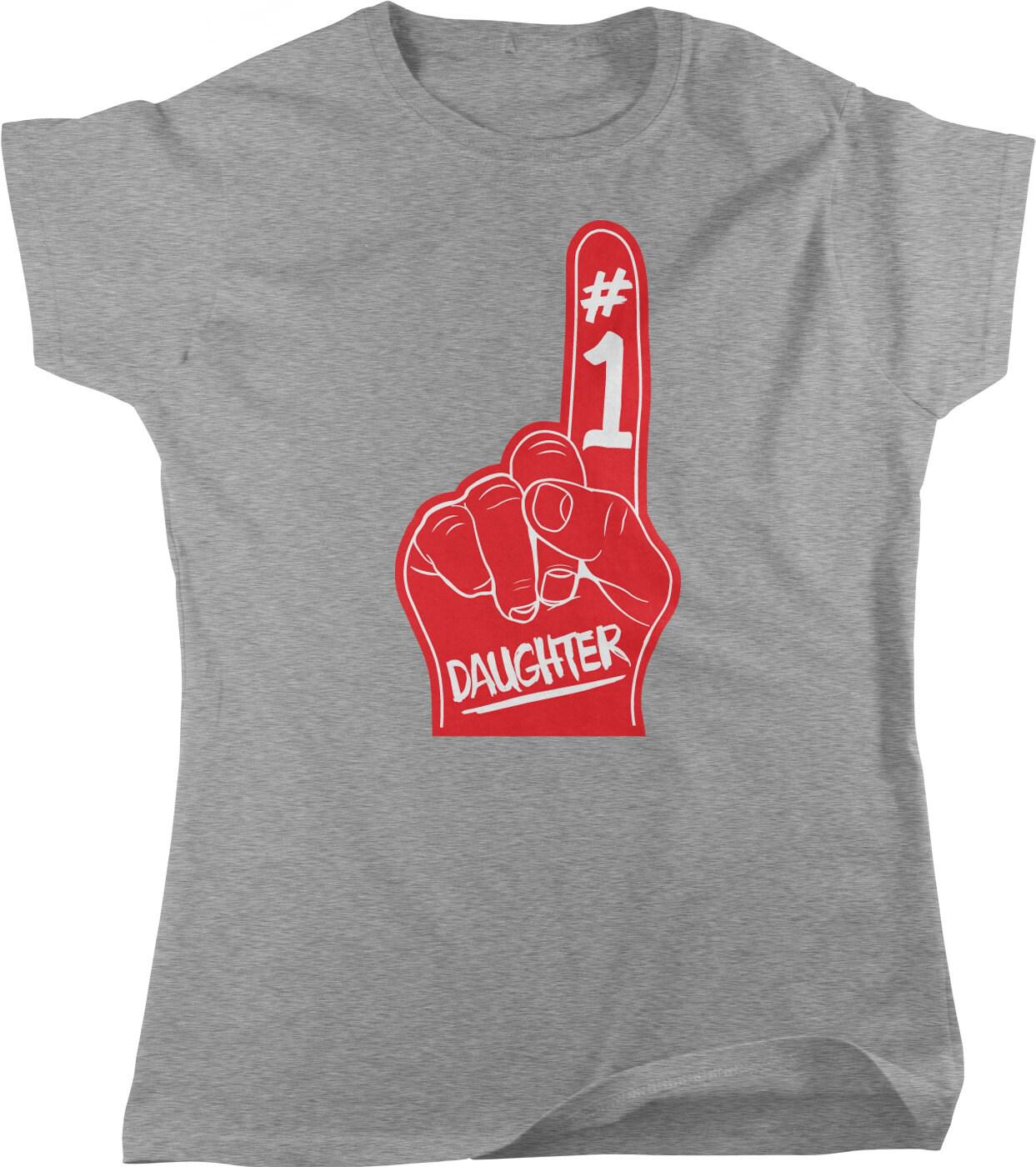 Number One Daughter Shirt - Cozy Cotton Tee With Foam Finger Print Design