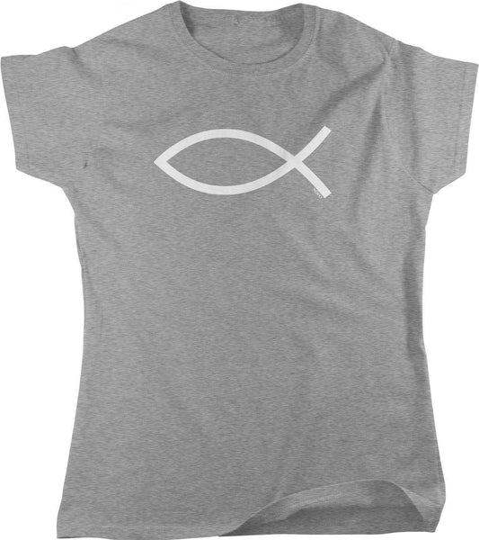 Jesus Fish T-Shirt - Women's Faith Tee With Elegant Christian Symbol Design