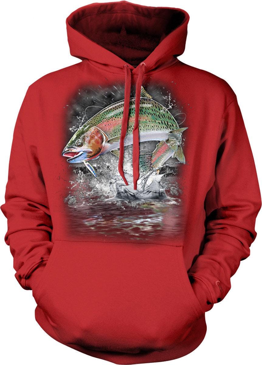Rainbow Trout Hoodie - Cozy Fly Fishing Sweatshirt With Pouch Pocket & Durable Seams