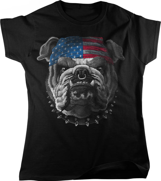 Bulldog Women's T-Shirt – American Flag Shirt | Patriotic Dog Tee, Casual Fit
