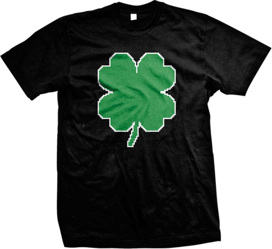 Men's Clover T-Shirt - Pixelated Shamrock Design | Four Leaf Clover Shirt