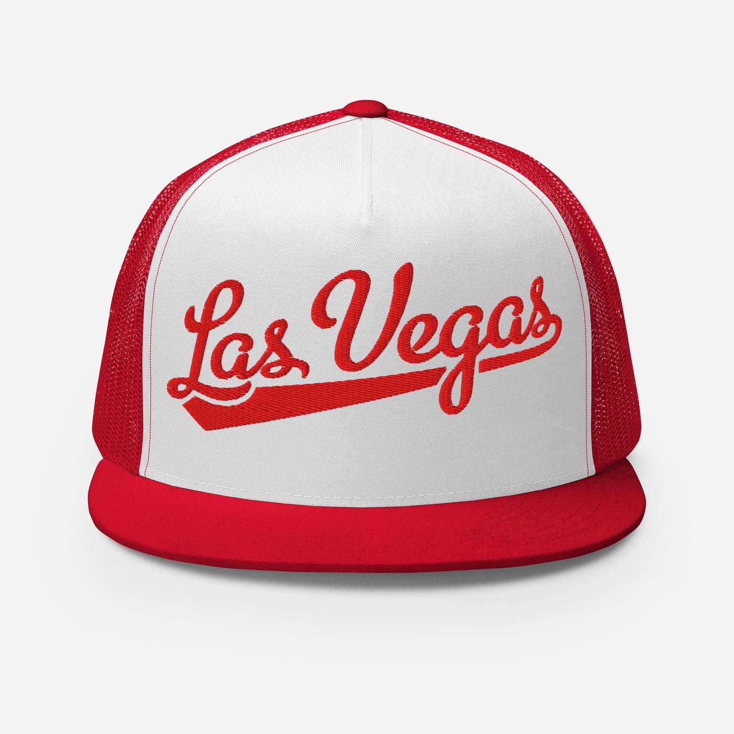 Snapback Trucker Hat – Las Vegas Script Baseball Font Hat with Custom Thread Colors